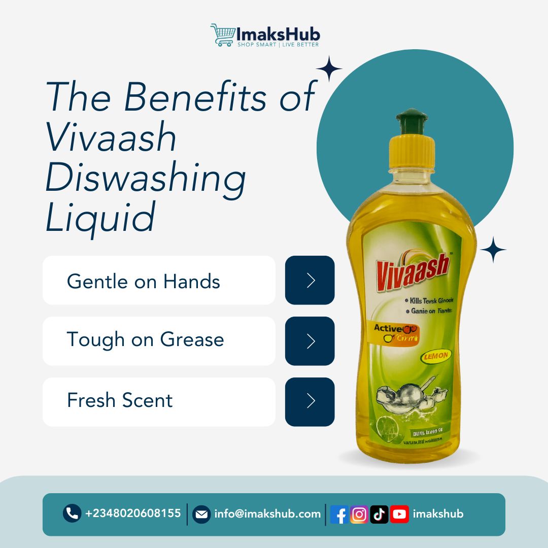 ImaksHub branded social media design presenting the benefits of Vivaash dishwashing liquid